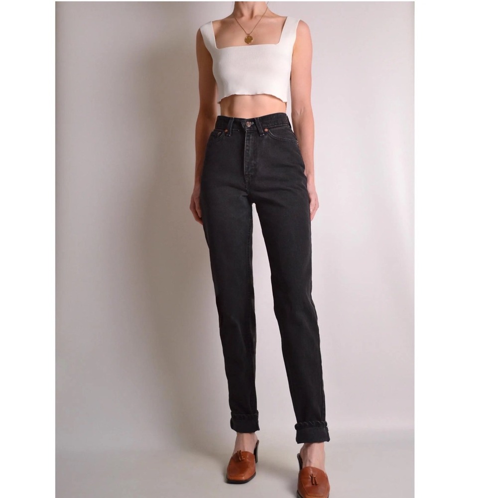 Levis Silvertab 913 Vintage 1993 High Waisted Slim Leg Black Jeans 25x32